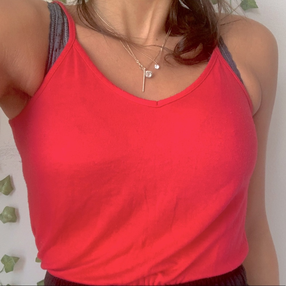 Pink v-neck tank